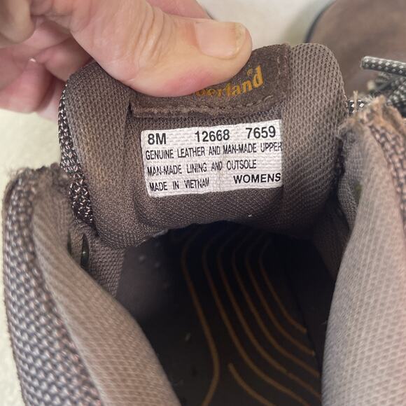 Timberland Flume Mid LC Women’s 8m Brown Hiking Ankle Leather Boots- EUC! - Picture 5 of 7